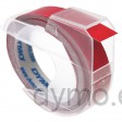 Dymo 3D reliëftape, wit op rood, 9mm x 3 m, doos van 10 rol