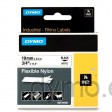 Dymo RHINO 18489 flexible nylon tape black on white 19mm