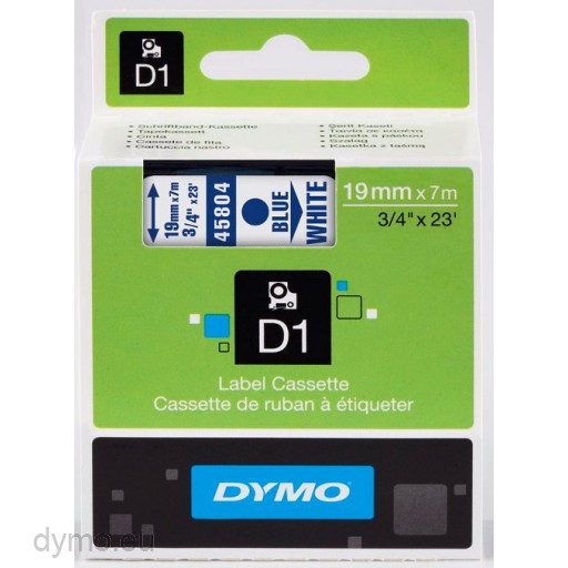 Dymo S0720840 D1 45804 Tape 19mm x 7m Blue on White