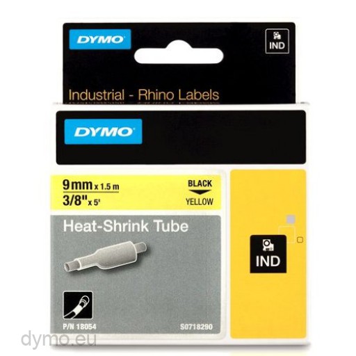 Black on Yellow 18054 for DYMO Rhino 1000 5200 Heat Shrink Tube Label Tape 9mm 