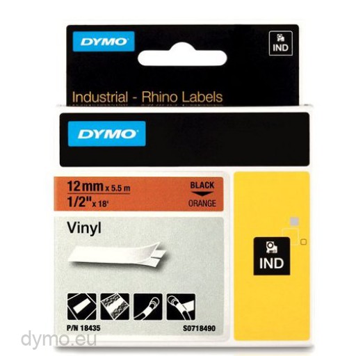 Rhino Orange 1/2" Dymo 18435 Label 