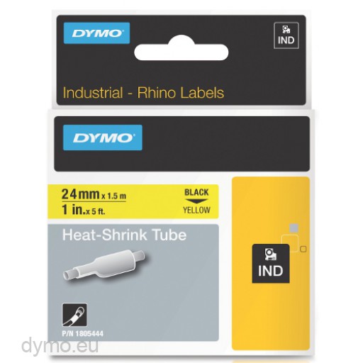Dymo RHINO 1805444 heat shrink tube black on yellow 24mm - End of Life