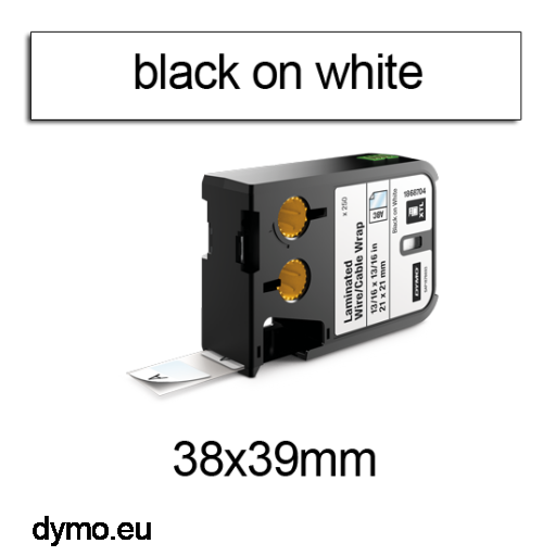 DYMO 1868708 XTL Cable Wrap 38x39mm Black on White
