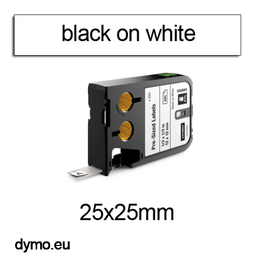 DYMO 1868668 XTL Label 25x25mm Black on White