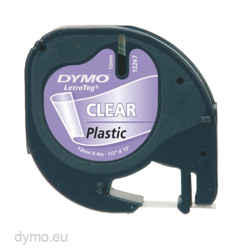 makker Ofte talt tyve Letratag plastic tape black on transparant. 12mm width, 4 meter long. | Dymo .eu