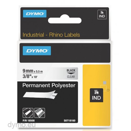 Dymo 18508 RHINO transparant polyester 9mm