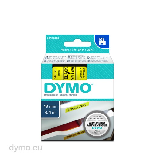5 Compatible D1 45808 Black on Yellow 19mm x 7m Labelling Tapes for DYMO LabelManager LM 100 150 160 200 210D 260 280 300 350 350D 360D 400 420P 450 500TS PC PC2 PnP LabelWriter LW 400 450 Duo