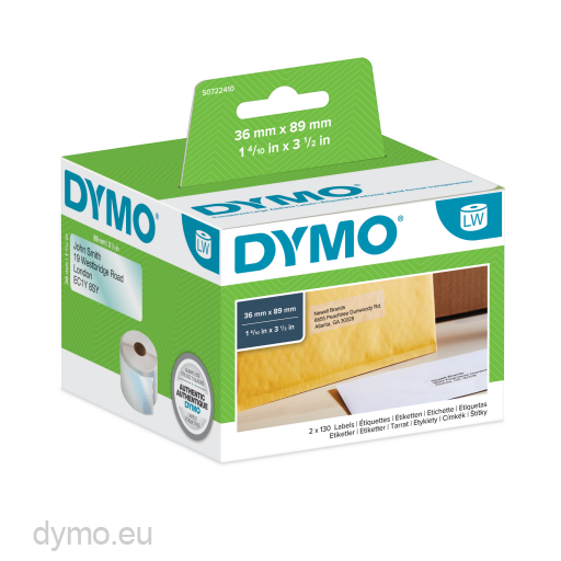 Dymo 99013 Large Address Labels 36x89mm Transparent Plastic