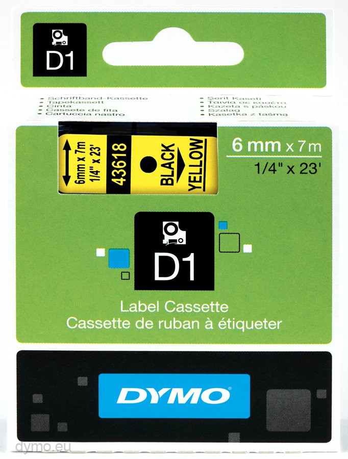 Dymo S0720580 / 45018 cinta negro sobre amarillo 12 mm (original) Dymo