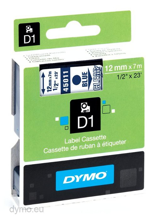 7m Writing Tape for Dymo LabelWriter Duo Duo 400 Duo 450 9mm Blue/Clear 
