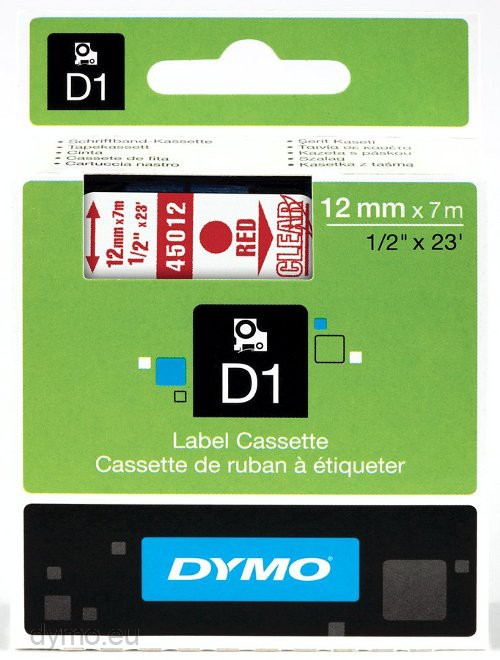 2PK 45010 D1 Black on Clear Label Tape For DYMO LabelManager PNP 450D 260P 100 