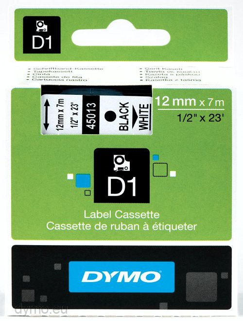 Dymo D1 9mm x 7m Black on White 40913 Compatible Label Tape 