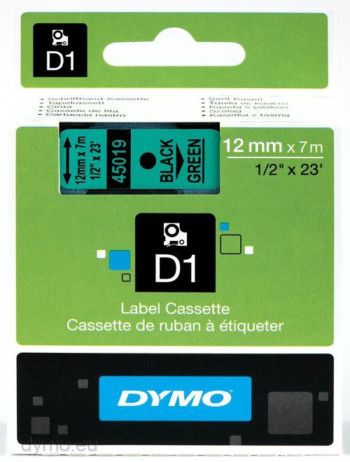 12mm 7m 45019 S0720590 Black on Green Label Tape For DYMO D1 LabelManager 1/2" 