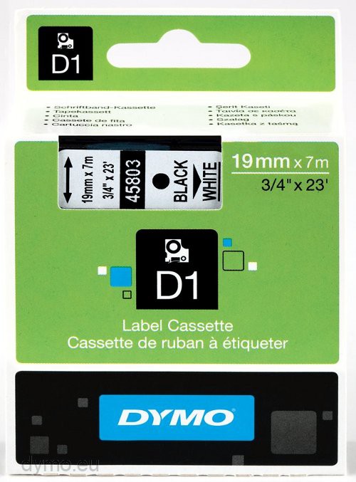 20 Schriftband Kassette zu Dymo D1 45803 19mm Schwarz auf Weiß 3M PL150 S0720830 