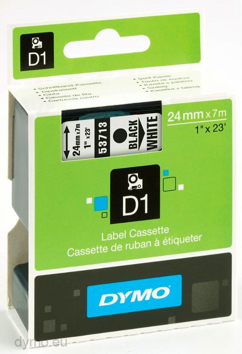Dymo Black on White D1 Standard Tape 24mmx7m S0720930
