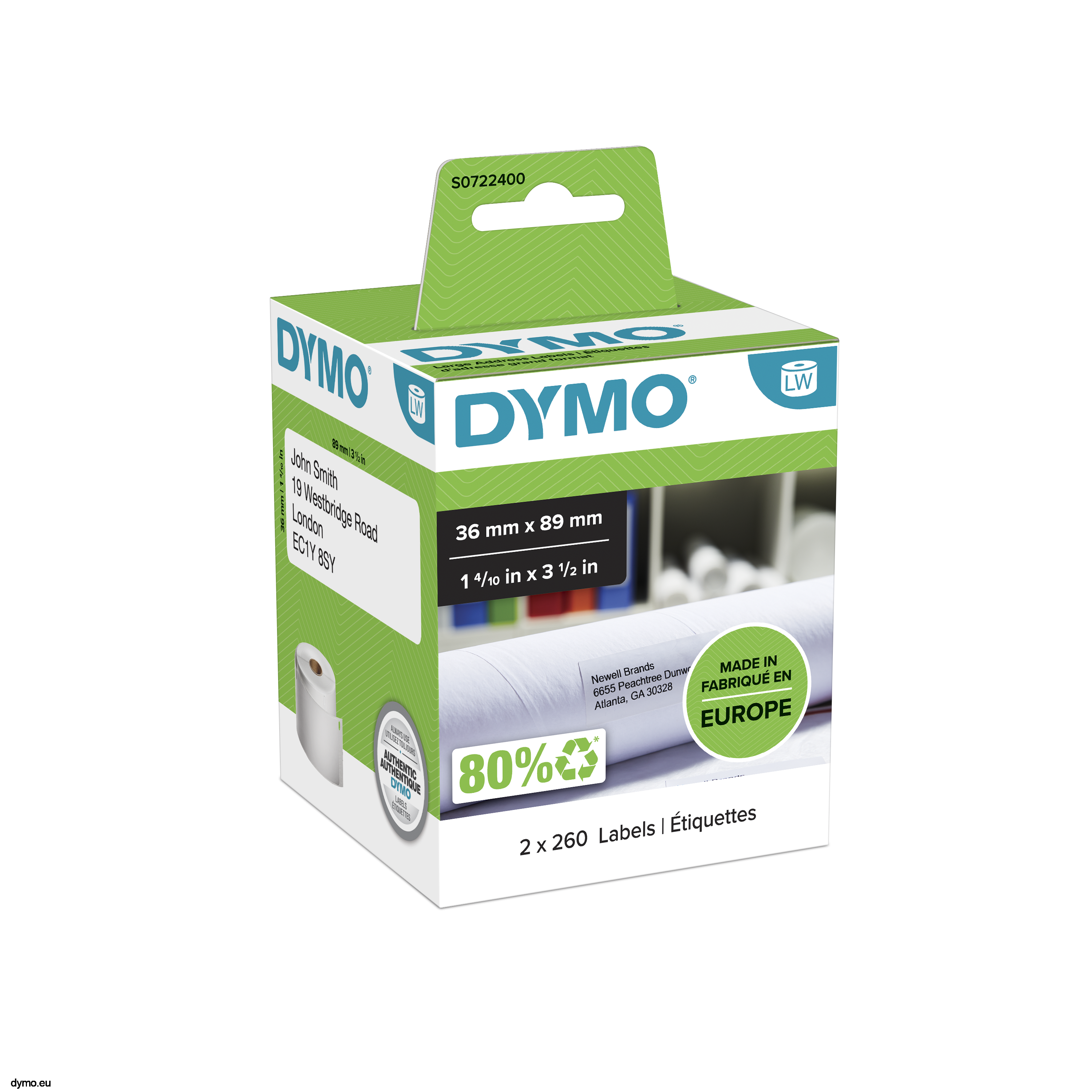 Details about   100x Rolls of 99012 Large Address/Shipping label 36mmx89mm for Dymo LabelWriter 