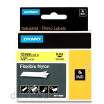 Dymo 18490 RHINO flexibele nylontape zwart op geel 12mm