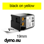 DYMO 1868772 XTL All-Purpose Vinyl 19mm Black on Yellow