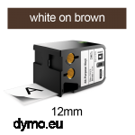 DYMO 1868786 XTL All-Purp Vinyl 12mm White on Brown