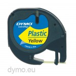 Dymo 91202 LetraTag plastic tape zwart op geel 12mm