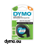 Dymo LetraTag plastic tape zwart op parelwit 12mm