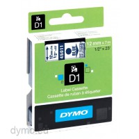 Dymo S0720510 D1 45011 Tape 12mm x 7m Blue on Clear