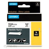 Dymo RHINO 18488 flexible nylon tape black on white 12mm