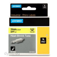 Dymo RHINO 18058 heat shrink tubing black on yellow 19mm