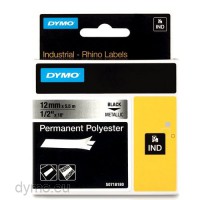 Dymo RHINO 18486 permanent polyester black on metallic 12mm