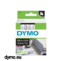 Dymo S0720670 D1 40910 Tape 9mm x 7m Black on Clear