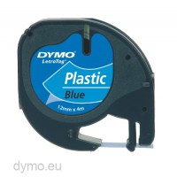 Dymo 91205 LetraTag zwart op blauw plastic tape